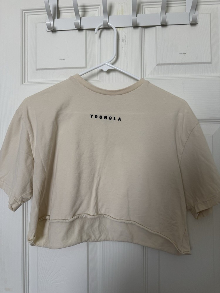 YoungnLA Beige Cropped Tee Size M