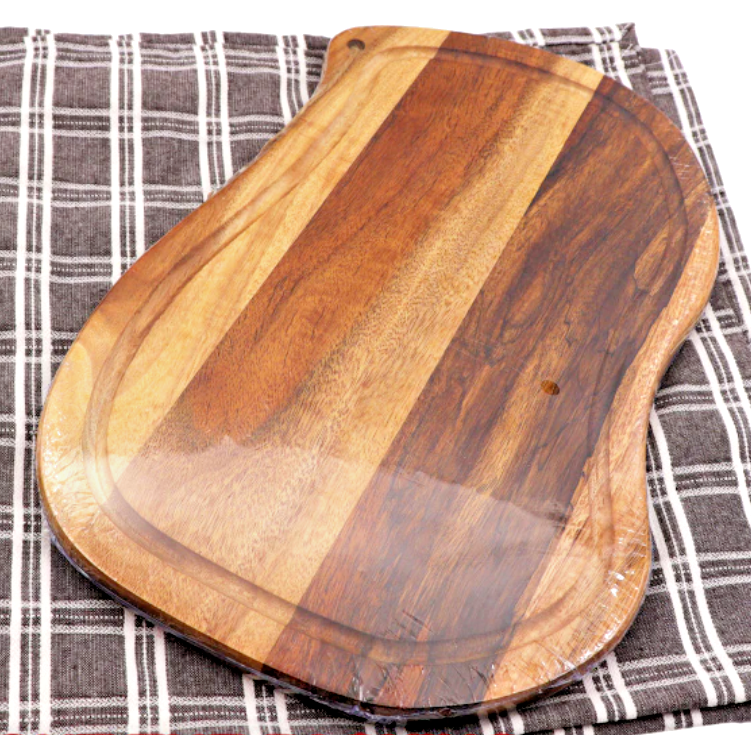 Acacia Wood Cutting Board Juice Groove Chopping Block Serving Plate Cheese Tray-image