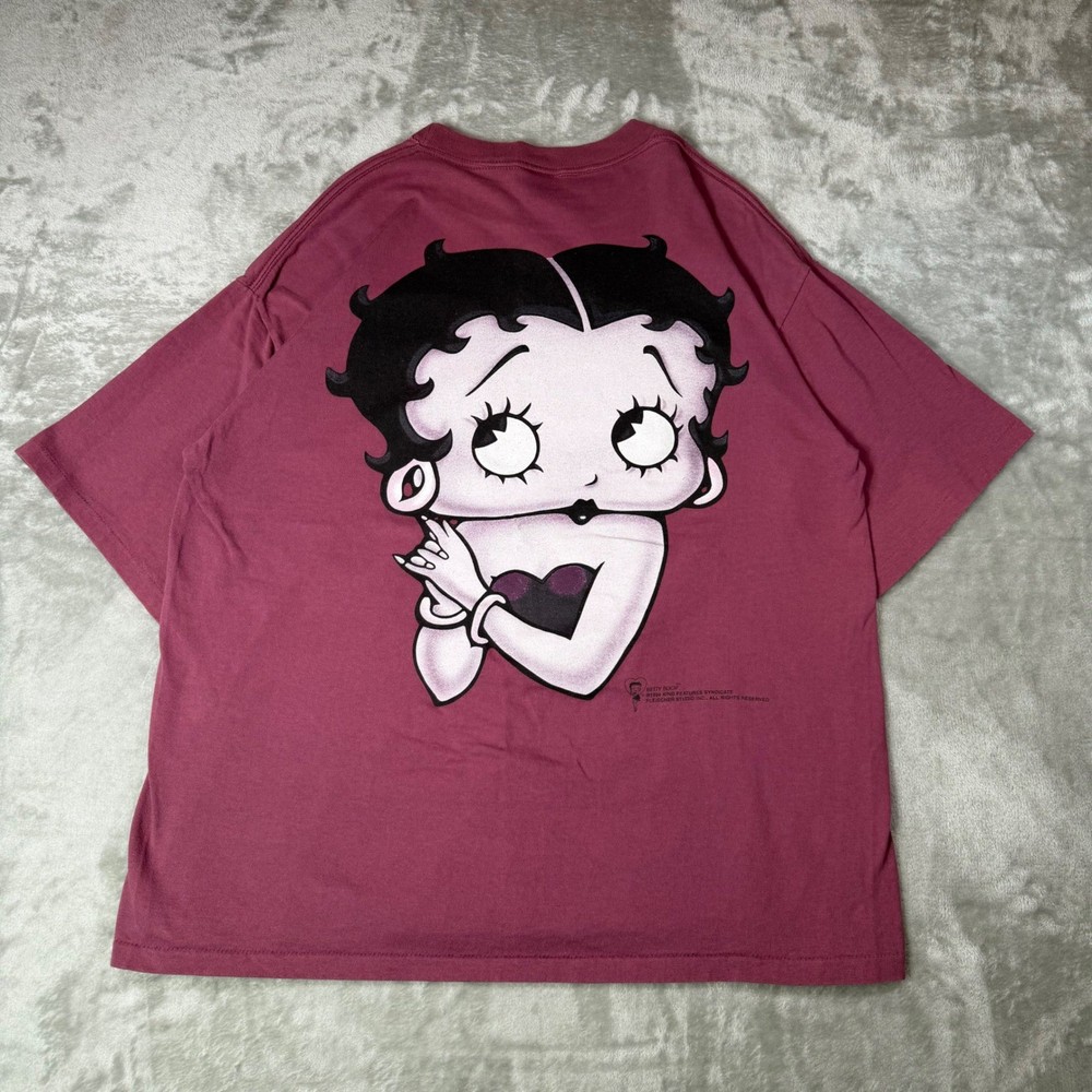 Vintage Betty Boop T Shirt Changes USA Made XL Pink Boopwear Big Graphic Y2K