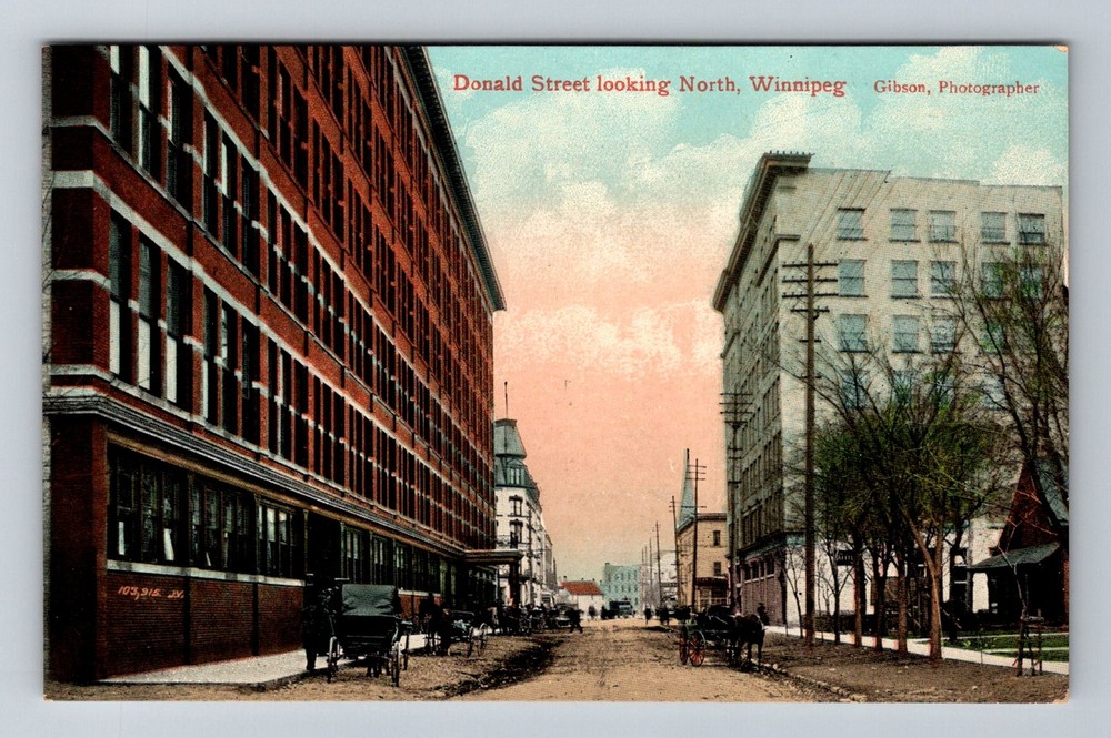 Canada- Manitoba Winnipeg Donald Street Looking North Old Post Vintage Postcard