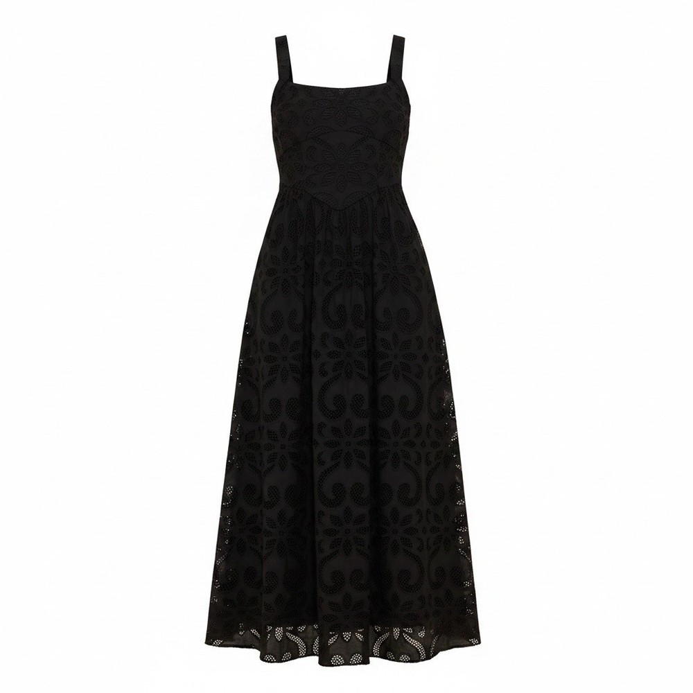Saylor Maryl midi dress featuring an open-stitch lace Bow & Zipper Back Size M