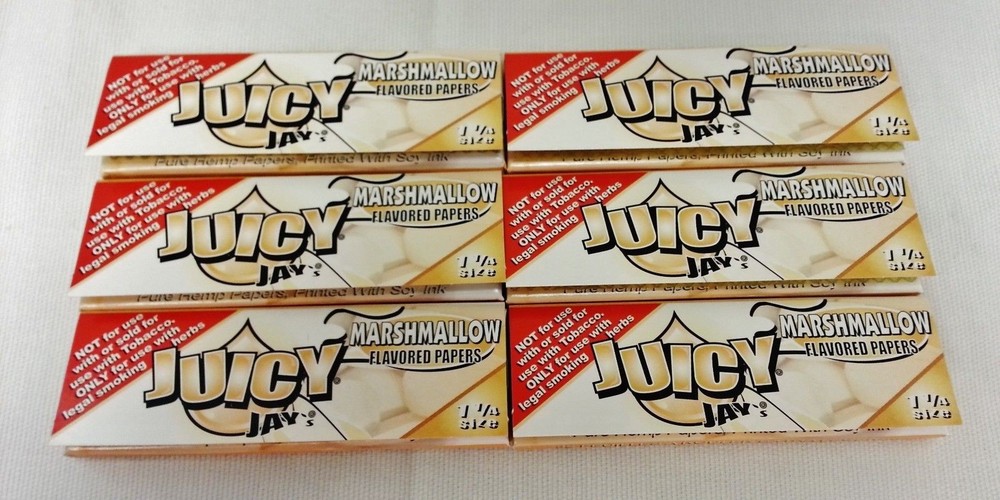 6 Packs Marshmallow Juicy Jay 1 1/4 Papers Free Shipping Included