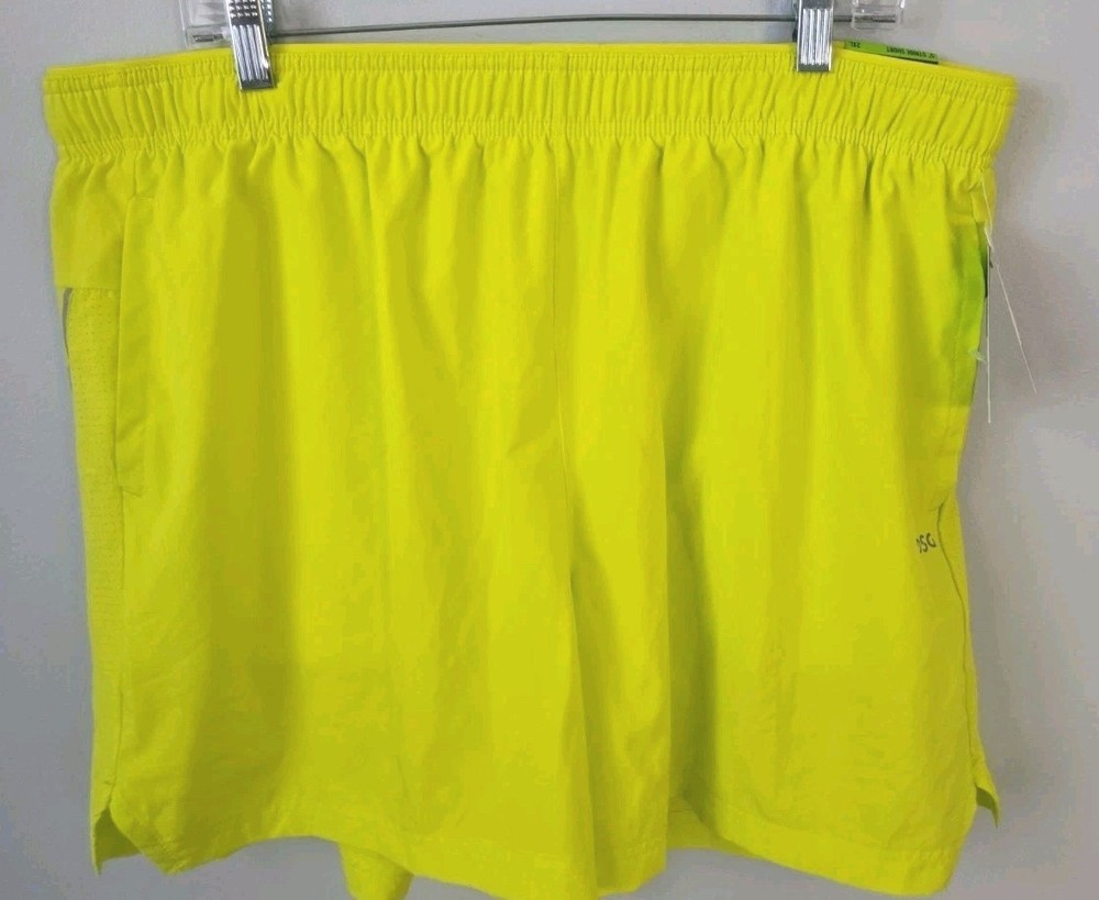 DSG Men’s 2XL Neon Yellow Running Shorts Athletic Stride Run 5” Inseam NWT