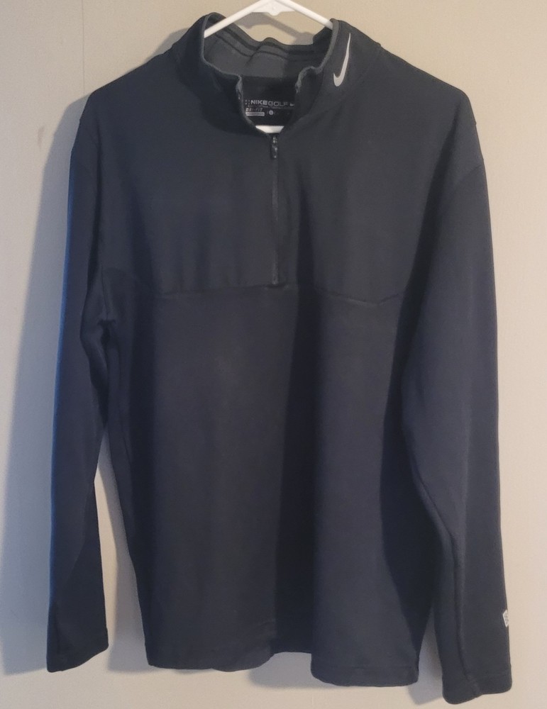 Nike Golf Dri Fit Mens Size L 1/4 Zip Black Long Sleeve Shirt