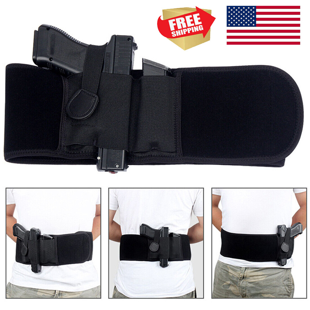 Concealed Carry Tactical Holster Belly Waist Belt Pouch Unisex Right -Black New