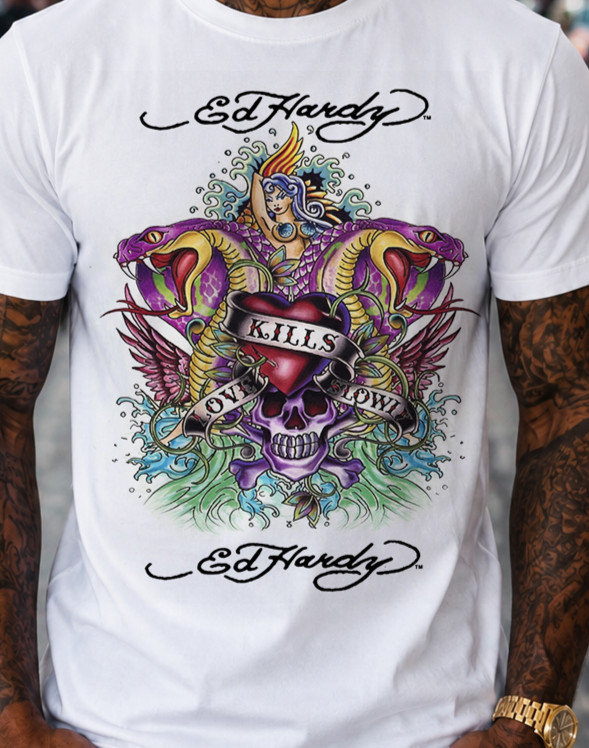 Ed Hardy Love Kills Slowly Streetwear Retro Vintage Style Skull Gothic Horror