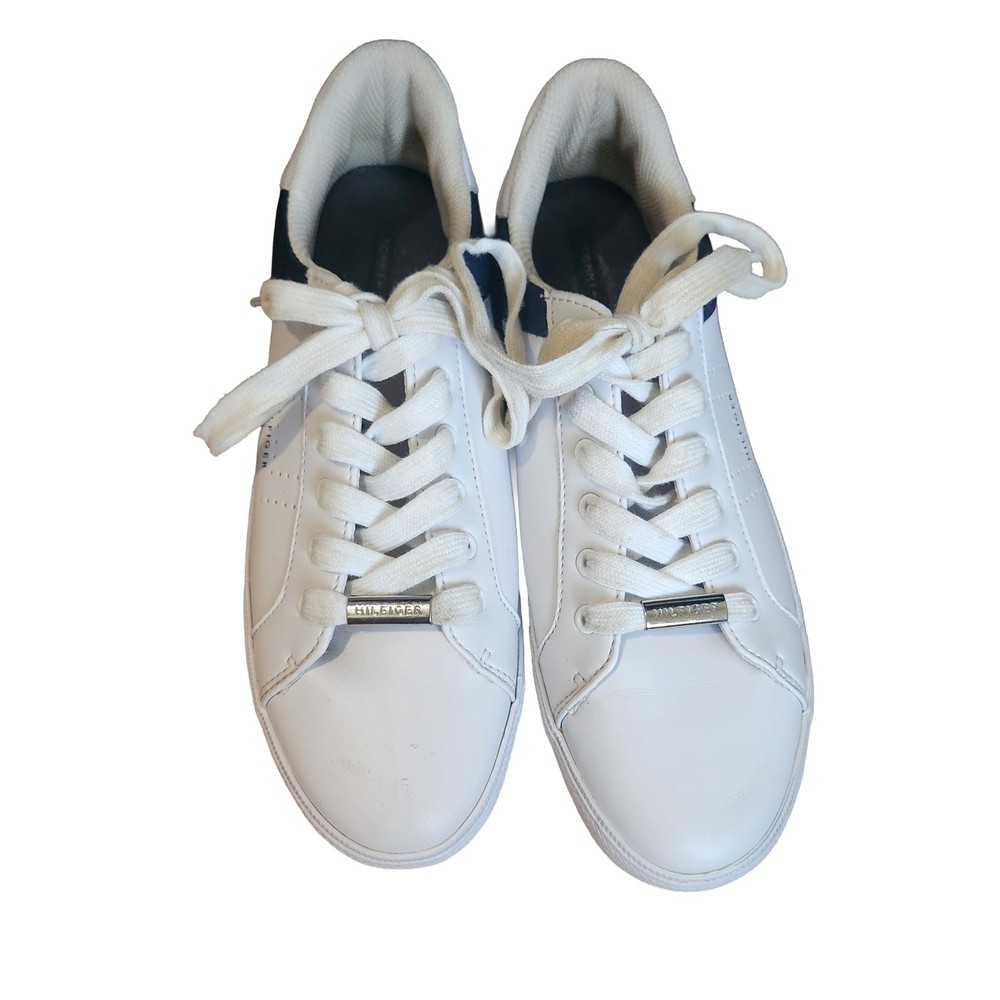 Tommy Hilfiger Men's Size 10 White Navy Low Top Casual Sneakers Lace Up Shoes