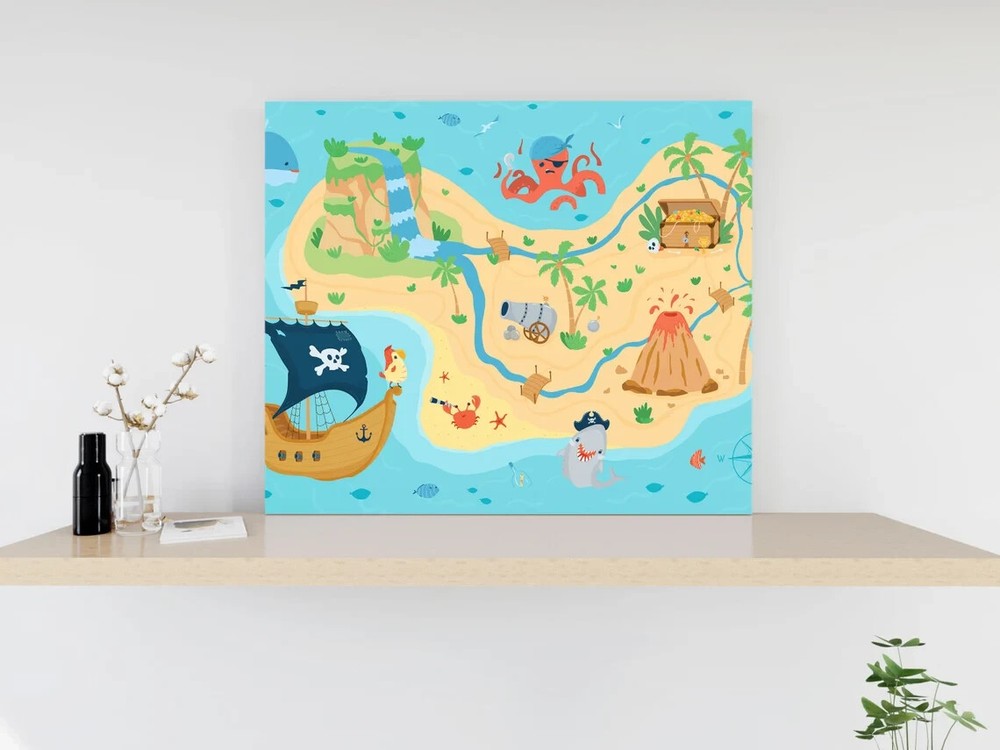 Treasure Island Art Sea Map Kids Ocean Unframed Canvas Print Australian Wall Art