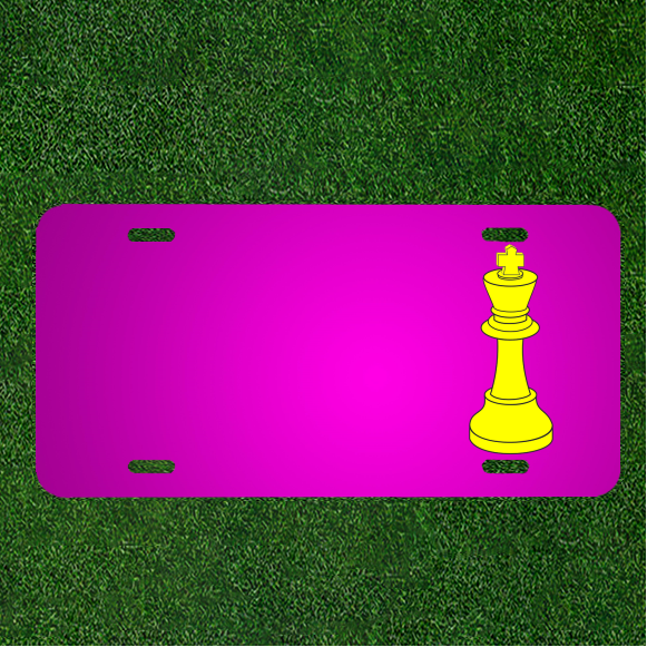 Custom Car License Plate with King Chess Piece & Personalized Names