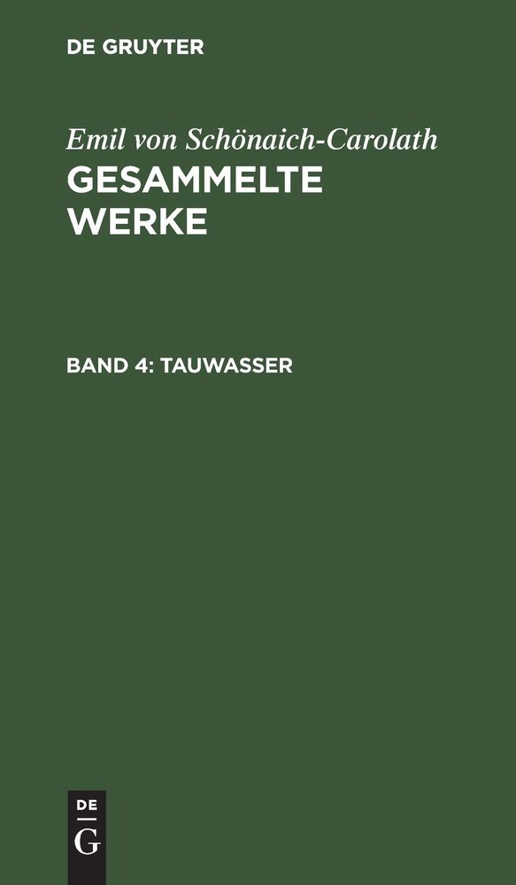 Emil Von Schönaich-Carolath Tauwasser (Hardback)Another great item from Rarewaves USA | Free delivery!