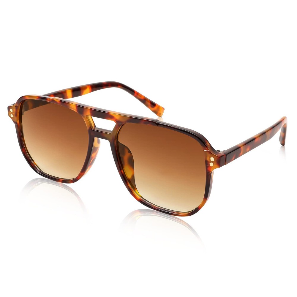 Retro Square Aviator Sunglasses Women Men 70s Vintage Trendy Plastic Frame Su...