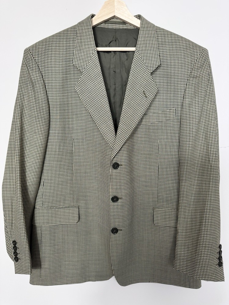 Vintage Yves Saint Laurent YSL Houndstooth Wool Blazer Jacket Rive Gauche 80s 42