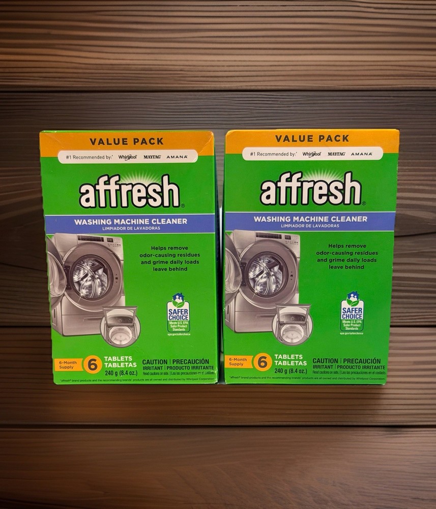 2 Pack Affresh Washing Machine Cleaner 12 Mo Supply Cleans Front Load & Top Load