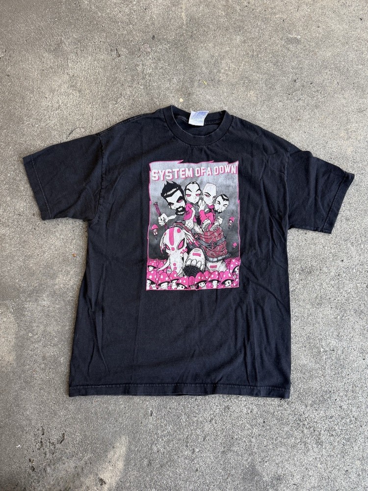 Vintage System Of A Down SOAD Y2K Band Tee Pink Mushroom Alstyle L