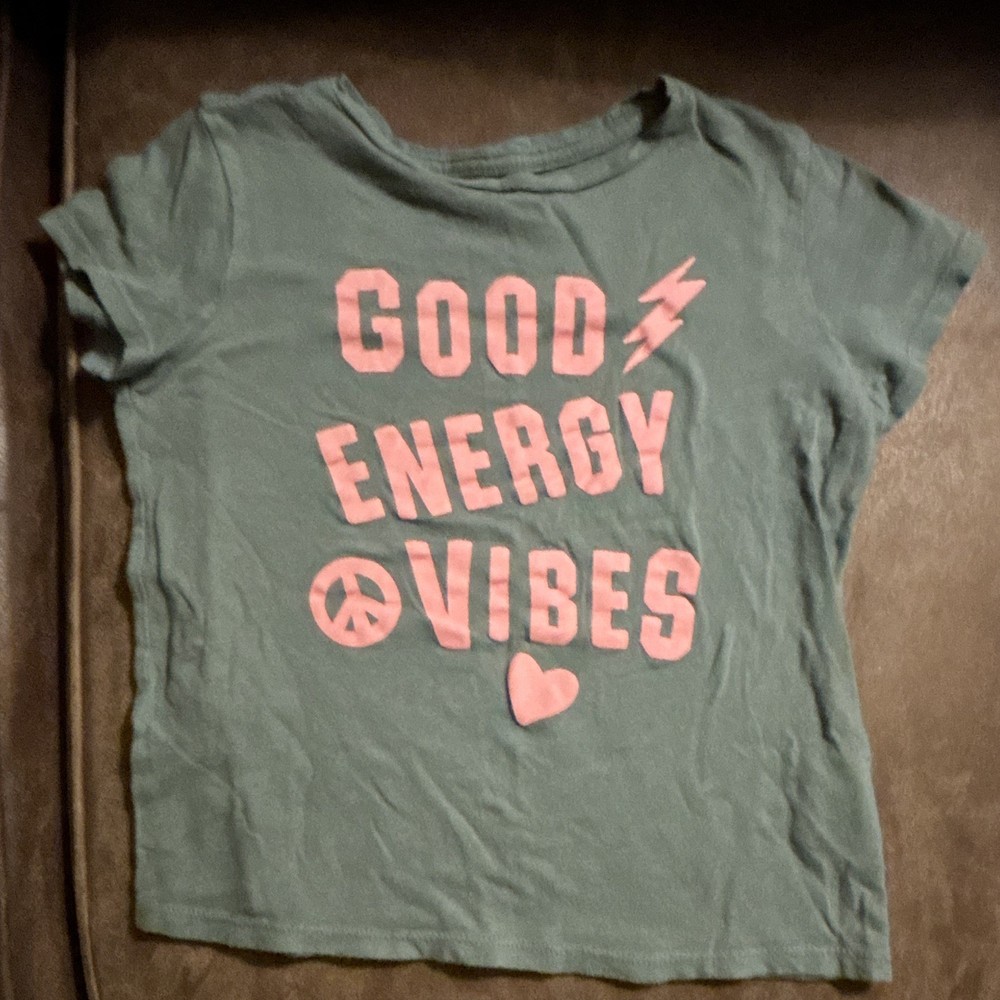 Old Navy Girls Green Graphic T-Shirt L (10-12) Short Sleeve Crew 