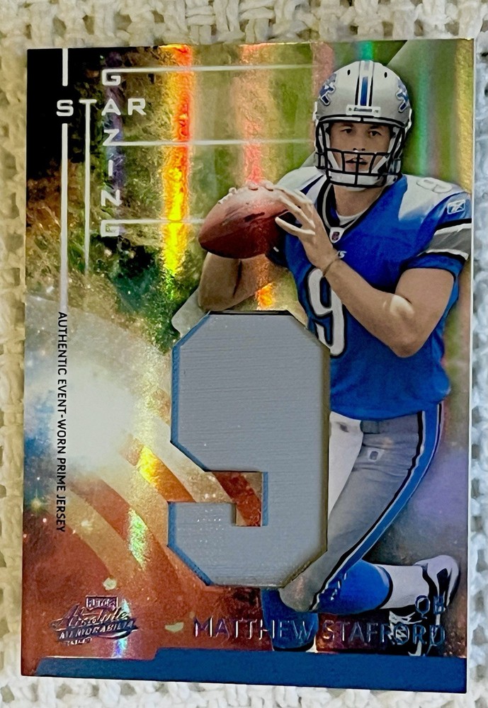 MATTHEW STAFFORD RC📈SSP/25 Ultra Rare Worn Jersey Rookie🔥color Match🐐💯