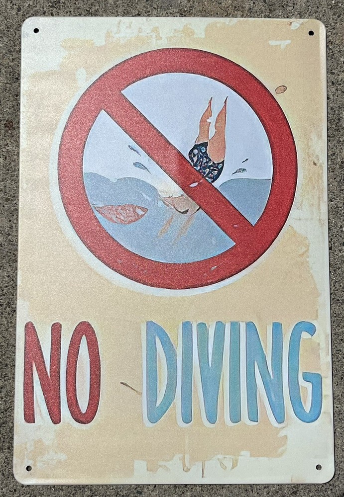 No Diving Summer Swimming Pool ✅ Metal Sign Wall Art Print Decor 8 x 12 in ✅ New
