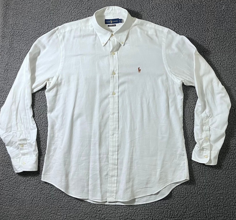 Polo Ralph Lauren Mens Large Cotton Button Down Shirt Long Sleeve Pony Logo