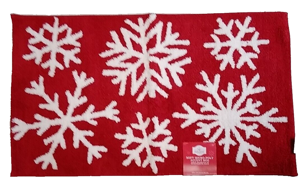 Holiday Time Red & White Snowflake Christmas Soft Accent Rug 20