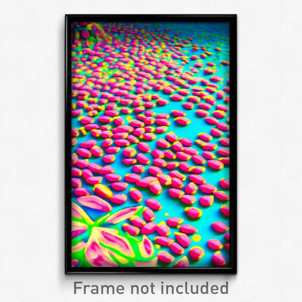 8 Bit Psychedelic Pixel Art Poster - Fruity Runoff Trippy Video Game Print