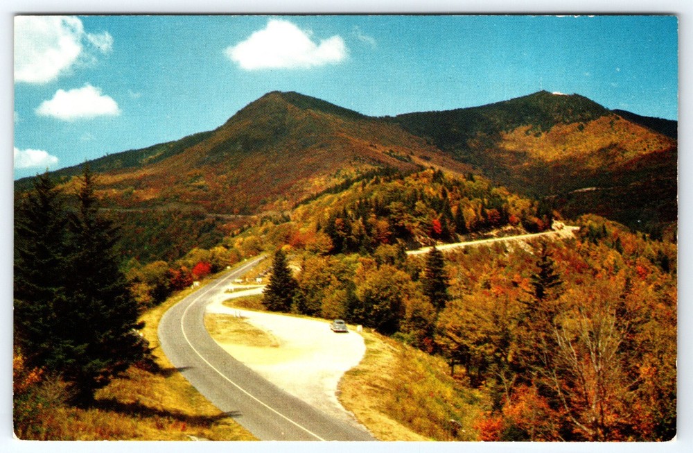 Mount Mitchell Intersection Blue Ridge Parkway North Carolina Postcard N-1