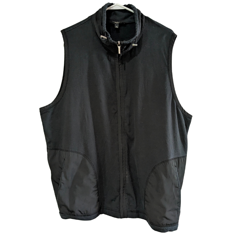 Talbots Woman Full Zip Vest, Plus Size 2X, Black, Side Zipper Pockets
