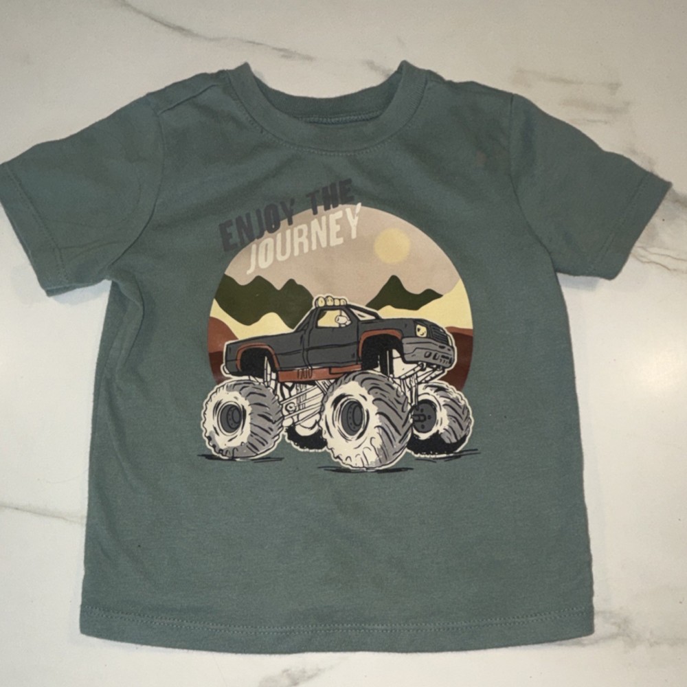 Garanimals 18M Unisex Green Monster Truck Graphic T-Shirt Short Sleeve Crew Neck