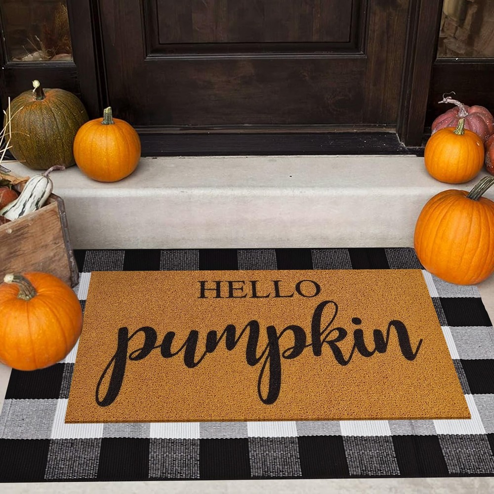 2 Pcs Fall Door Mat Combo Set Imitation Coir Welcome Mat, 43