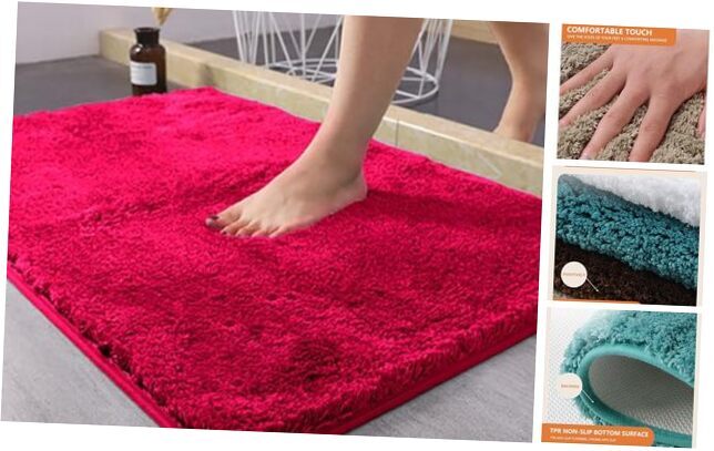 Plush Microfiber Bath Rugs 24x47, Extra Soft and Absorbent Bath 24''x47'' Red