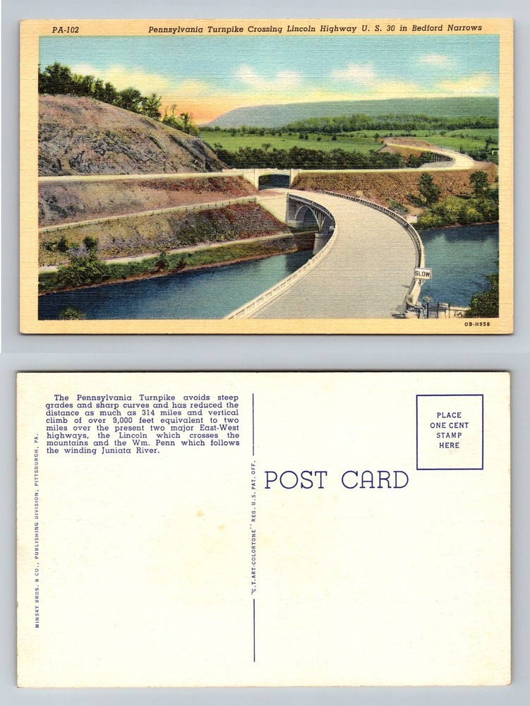 Bedford, PA-Pennsylvania, PA Turnpike Lincoln Highway Bridge Vintage Postcard