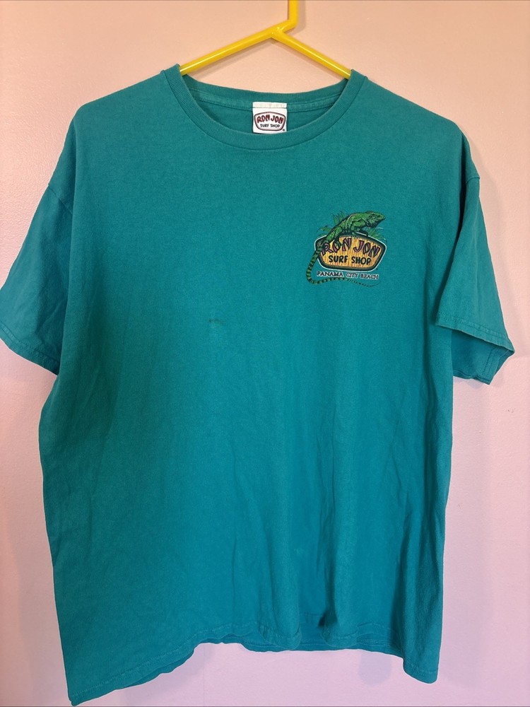 Ron Jon Surf Shop Panama City Beach FL T Shirt Mens X Large Green Iguana Logo