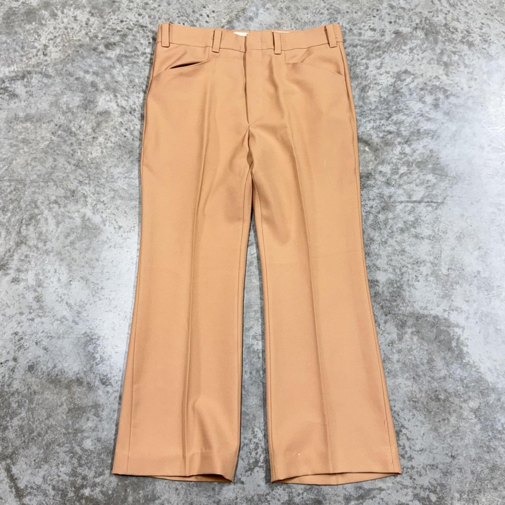 Vintage Levis Panatela Dress Pants Mens 34x32 Beige Flare 70s Gentlemen's Cut