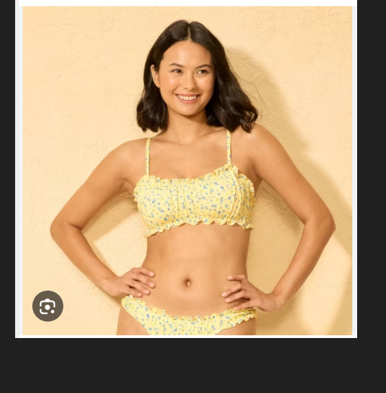 Women's Ruffle Edge Bralette Bikini Top - Wild Fable Yellow/Blue Floral Print S