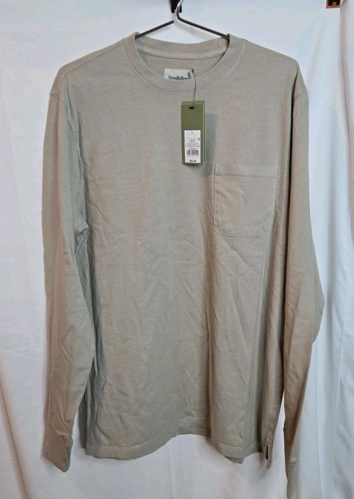 Goodfellow Men's Size L Taupe Long Sleeve Pocket T-Shirt