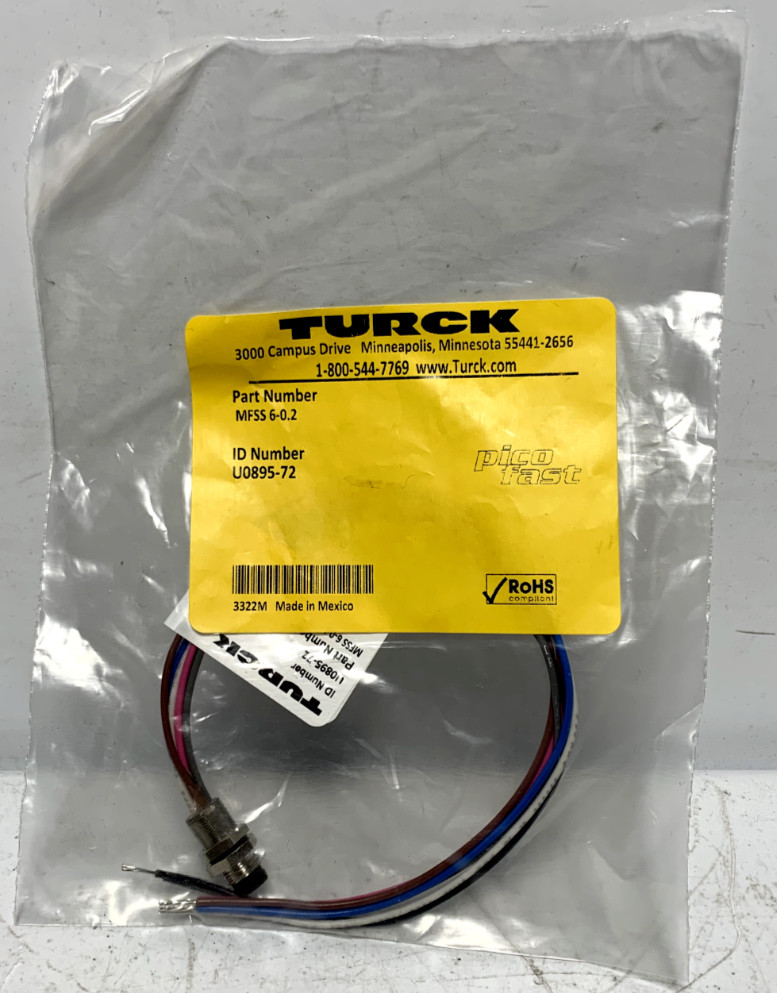 Turck MFSS 6-0.2 Connector M8 Pico Straight Male Receptacle (lot of 75)