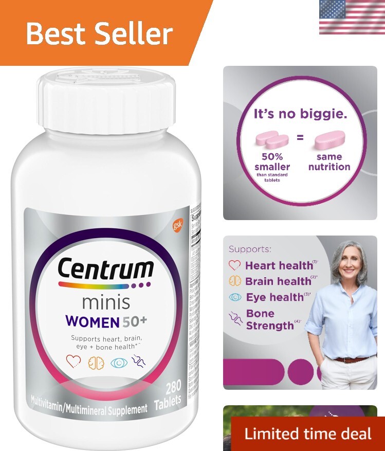 Minis 280 Count Multivitamin for Women 50+, Vitamins D3, B & Zinc for Wellness