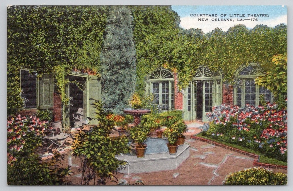 Le Petit Theatre Courtyard New Orleans LA Vintage Postcard E. C. Kropp