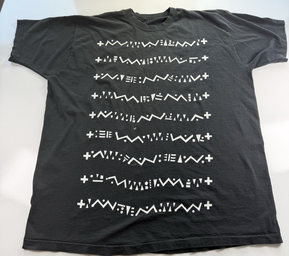 Black single stitch Abstract Tribal Graphic tee Mens XL One Size all over print-image