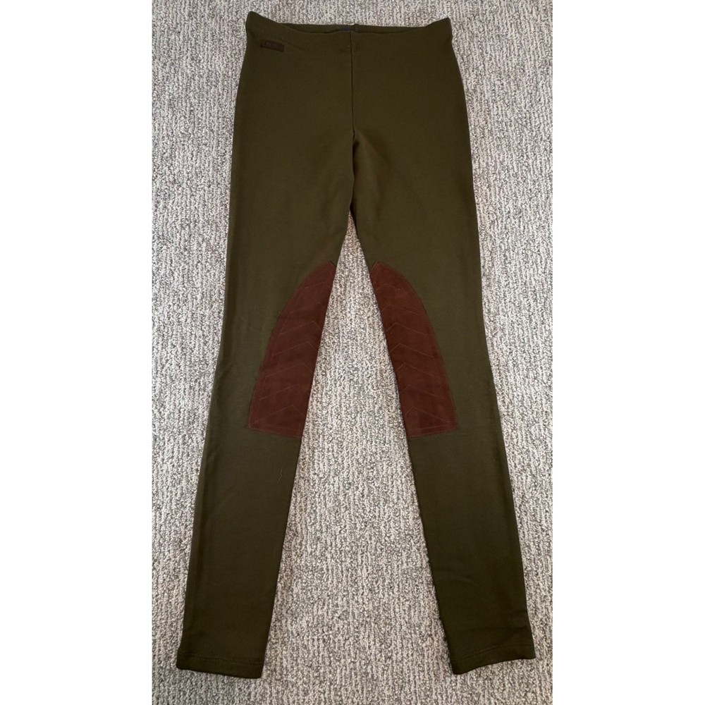 Polo Ralph Lauren Leggings Women XS Green Equestrian Knee Patch Skinny Pants