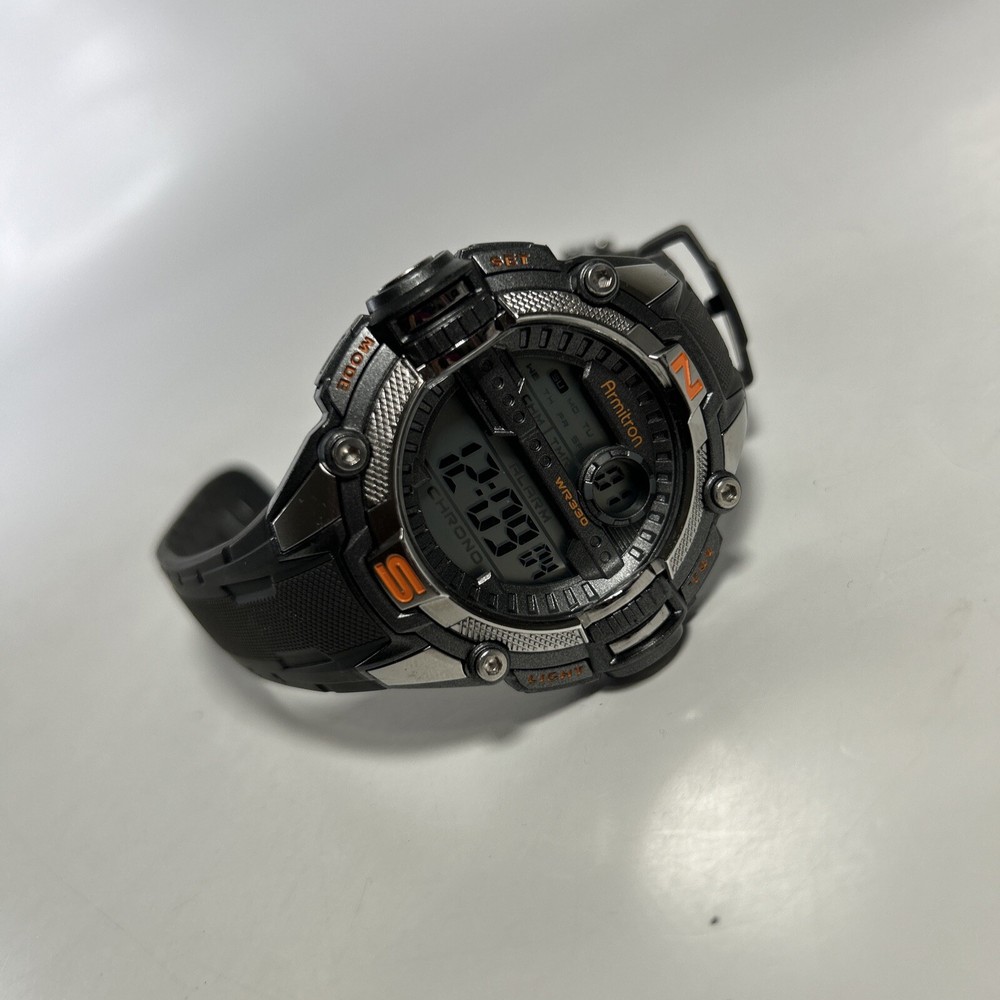 Armitron All Sport Digital Watch Men M1025 Black Orange New Battery