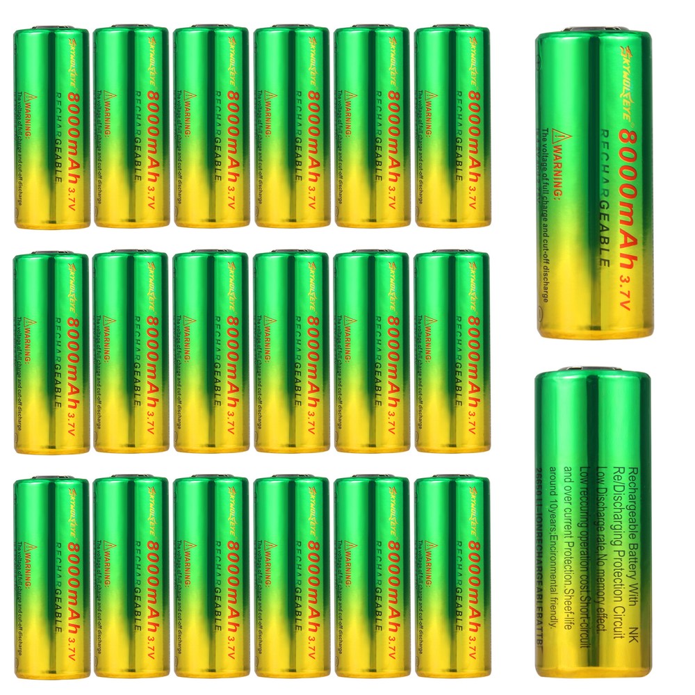 10Pcs 26650 3.7V 8000mAh Lithium Rechargeable Batteries for LED Flashlight