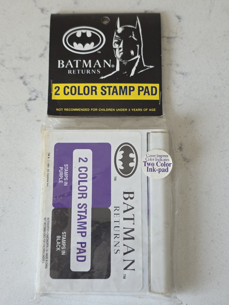 Vintage 1991 DC Comics Batman Returns 2 Color Ink Pad New in Package Very Rare