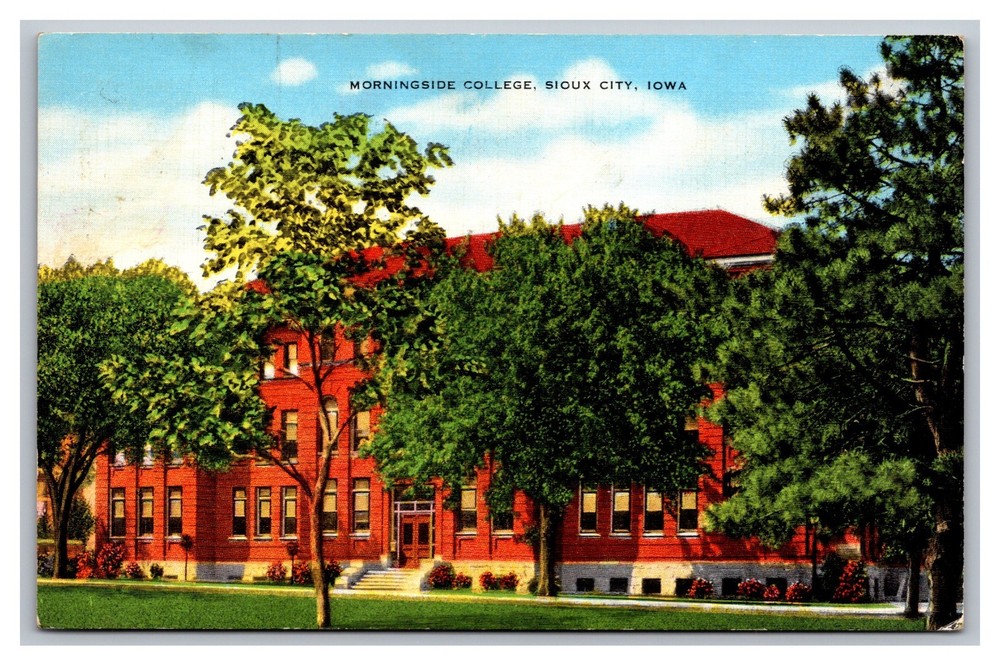 Sioux City Iowa IA Morningside College Posted 1940 Linen Postcard