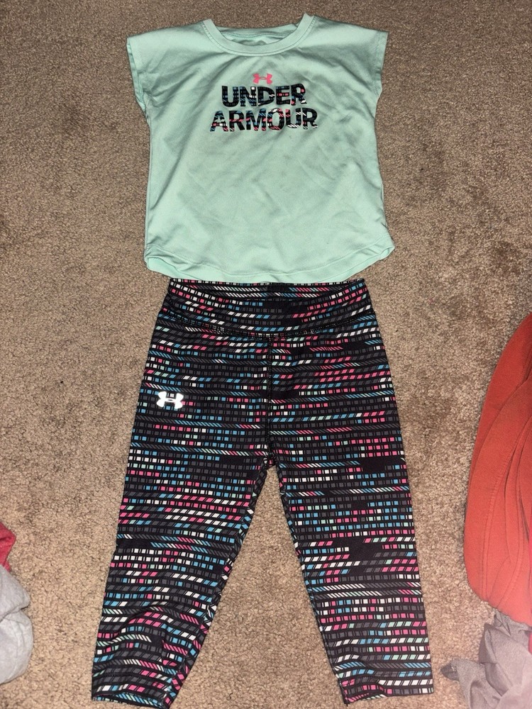 Under Armour Toddler Girl's 2-Piece Legging Shirt Outfit Size 3T Capri