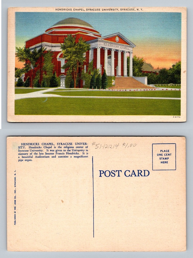 Syracuse, NY-New York, Hendricks Chapel Syracuse University Vintage Postcard