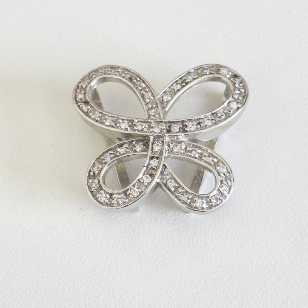 925 Sterling Silver Clear CZ Cubic Zirconia Open Butterfly Pendant