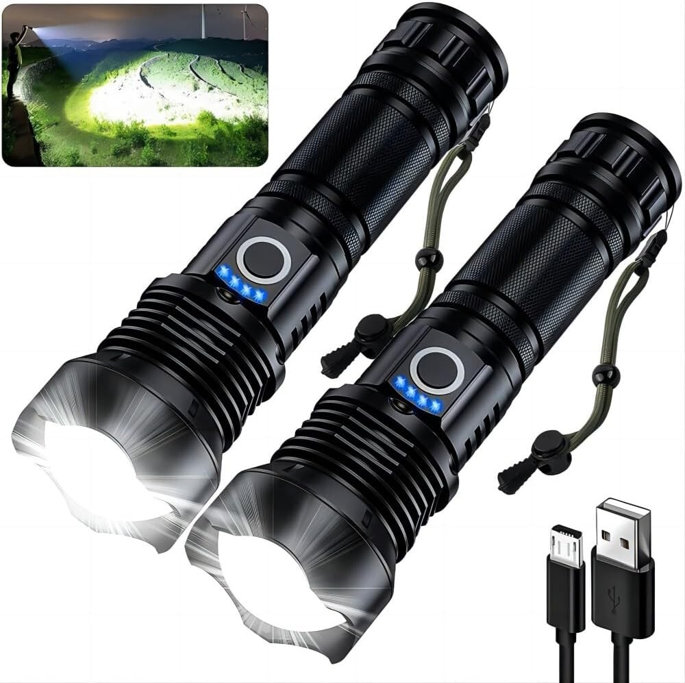 990K Lumen Rechargeable Waterproof LED Flashlight for Outdoor Adventures
