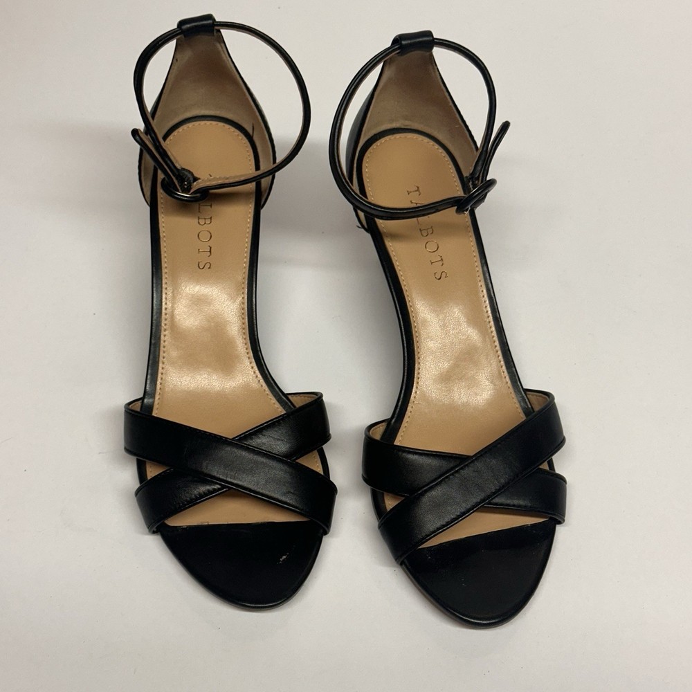 Talbots Black Wedge Dress Sandals Size 8