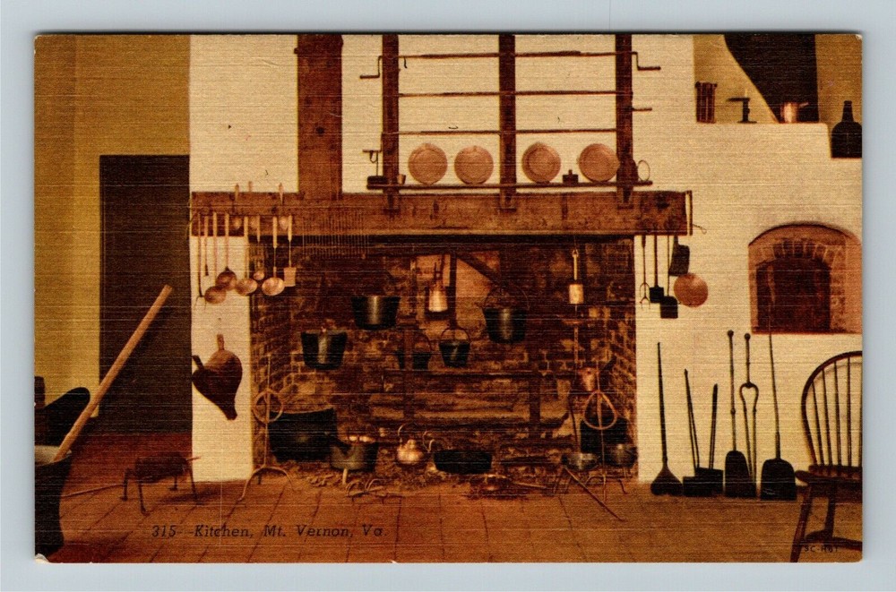 Mount Vernon VA-Virginia, Kitchen, Interior Room, Cooking, Vintage Postcard