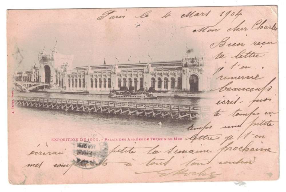 Antique Exposition De 1900 Palais Des Armees De Terre & De Mer Paris France Pc